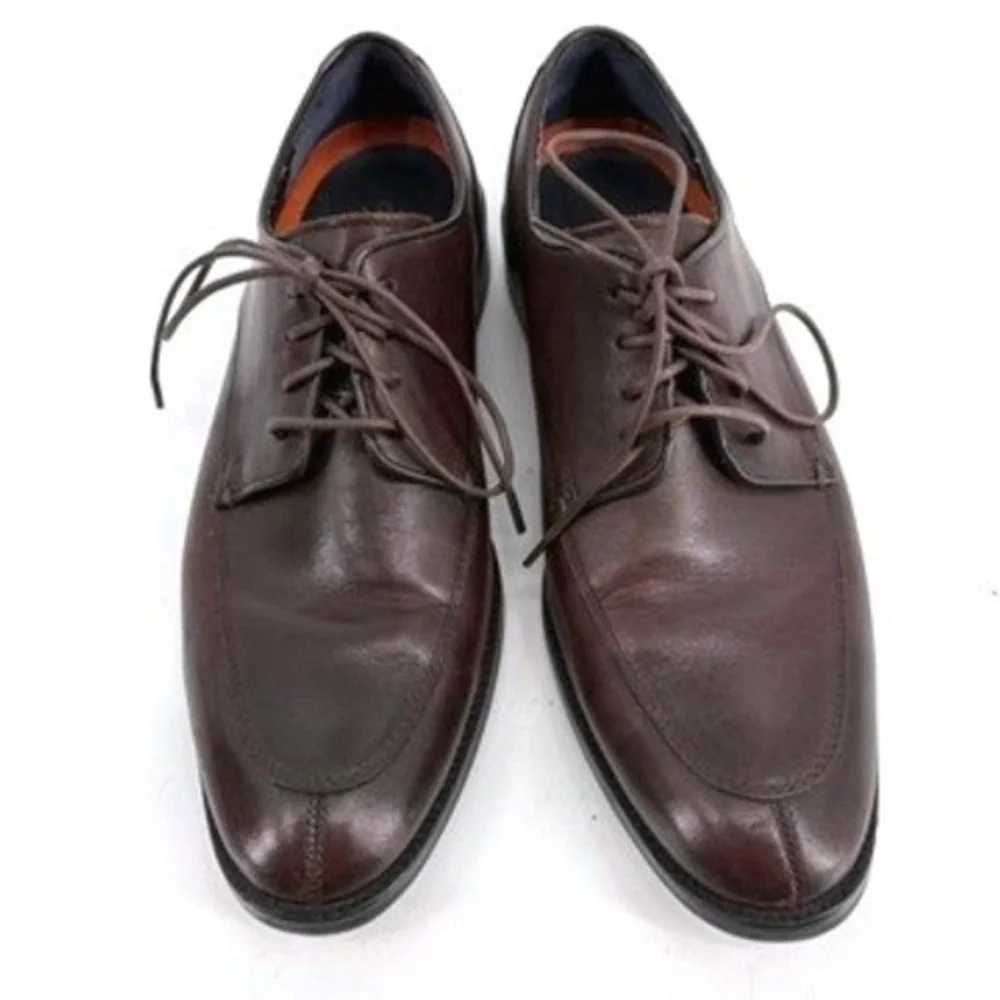 Cole Haan Grand OS Mens 9 M Brown Leather Apron Toe Derby Shoes Business Career
